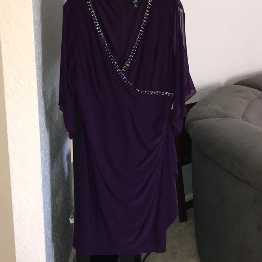 MSK Deep Purple Women's dress with Embellishments